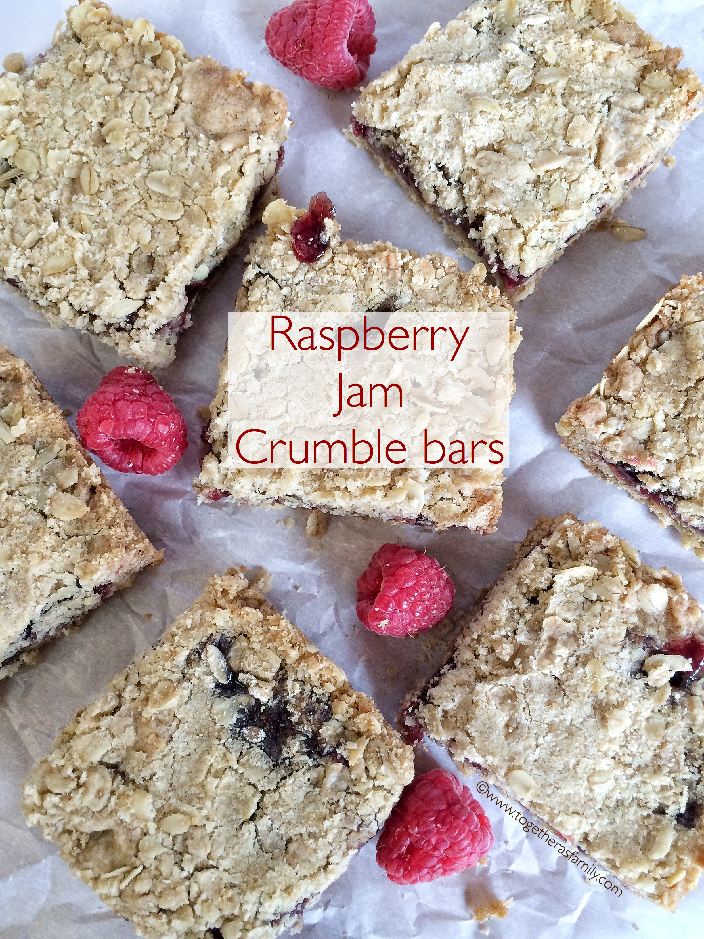 Raspberry Jam Crumble Bars Together as Family