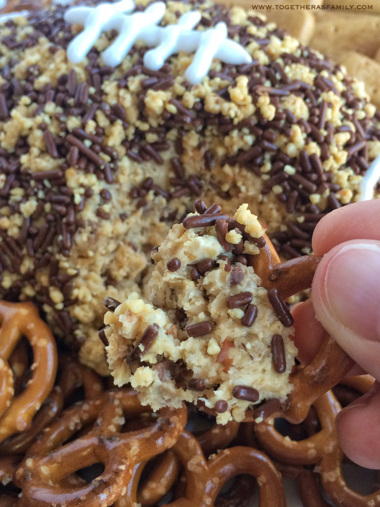Snickers Peanut Butter Oatmeal Cookie Dough Football Dip Together as