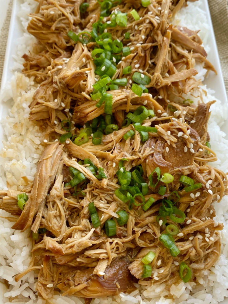 Crockpot Teriyaki Chicken is an easy slow cooker chicken recipe that only needs a few ingredients. Chicken cooks in the crockpot in a sweet & delicious homemade teriyaki sauce. Serve over rice and garnish with green onions. 