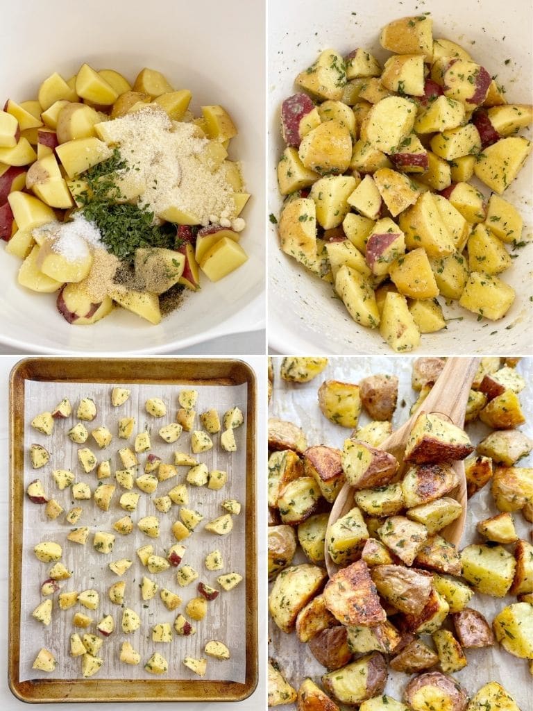 How to make oven roasted parmesan potatoes with step-by-step photo instructions.