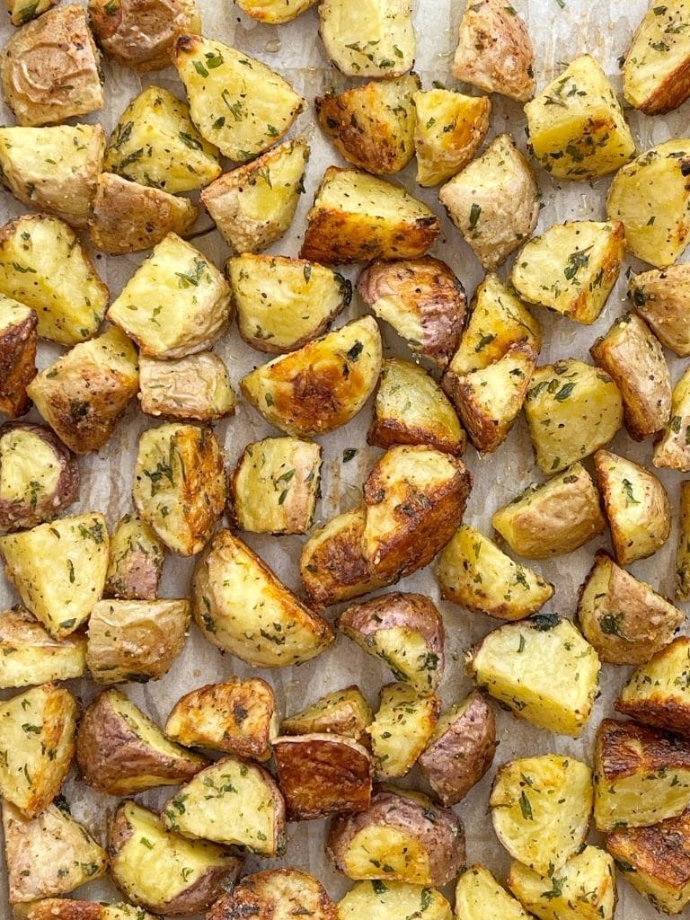 Roasted potatoes with parmesan, olive oil and garlic.