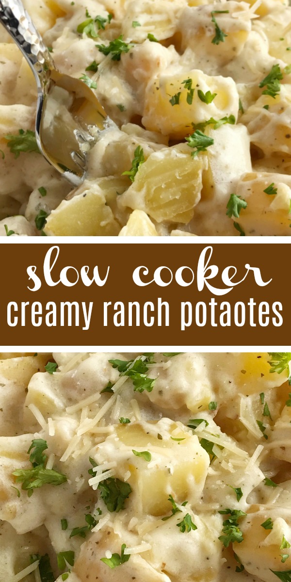 Slow Cooker Creamy Ranch Potatoes | Ranch Potatoes | Side Dish Recipe | Potato Recipe | Ranch potatoes made in the slow cooker with only a few ingredients. Creamy potatoes seasoned with ranch seasoning mix make for the perfect side dish to any dinner. #sidedish #potatorecipe #recipeoftheday #ranchpotatoes