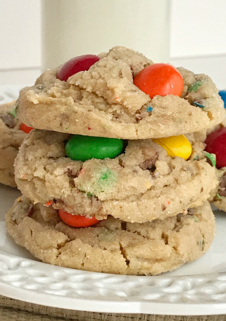 Peanut Butter M&M Cookies {Soft + Chewy!}