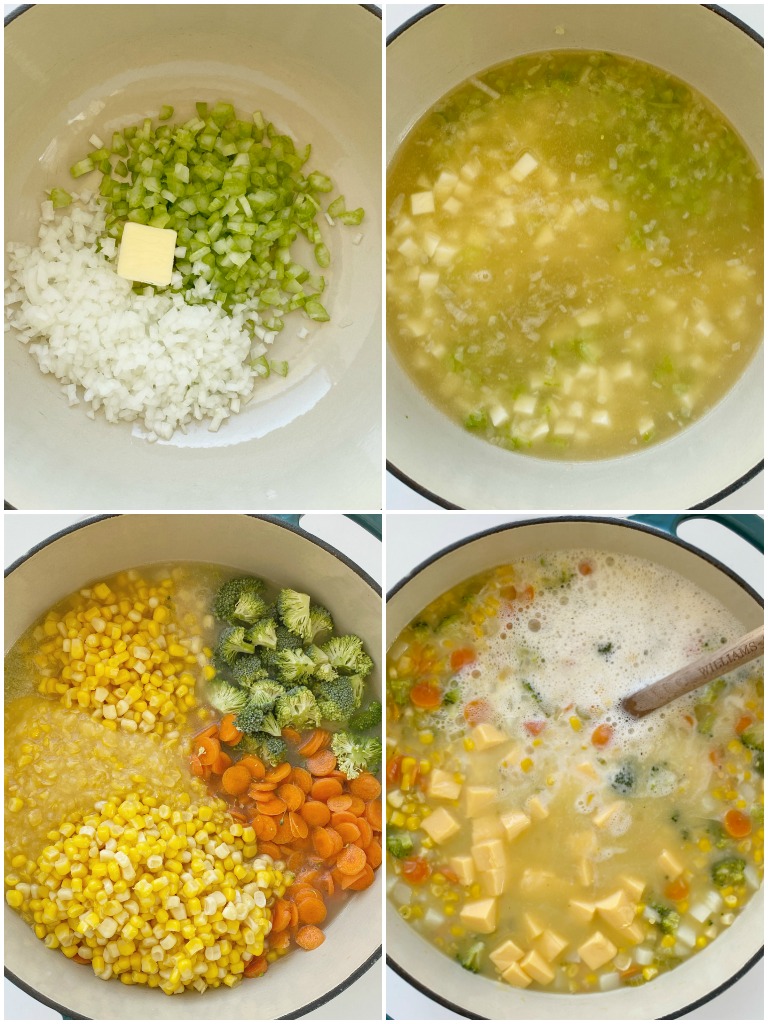 How to make vegetable chowder with step-by-step instructions with pictures. 