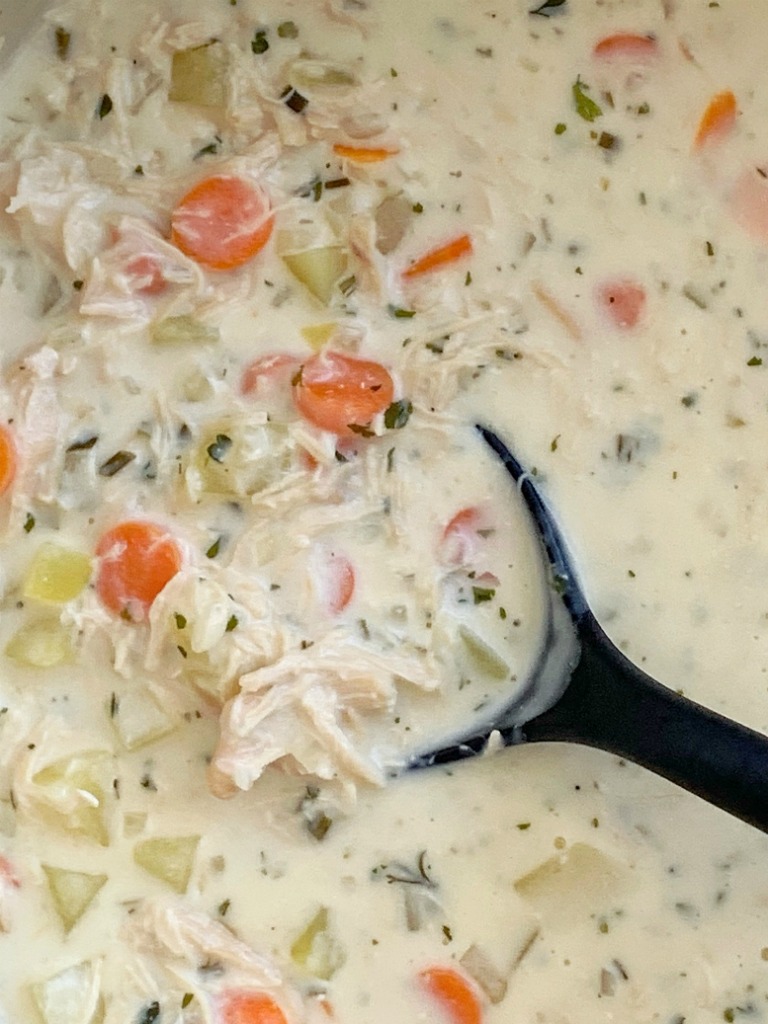 Cream Cheese Chicken Soup Recipe | Chicken Soup with cream cheese, chunks of chicken, carrots, and potatoes in a creamy and flavorful chicken broth base. One pot and about 30 minutes is all you need for this cream chicken soup.