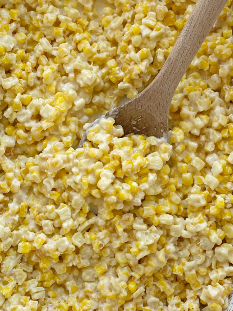 Slow Cooker Creamed Corn is only 5 simple ingredients. So creamy, easy to make, and way better than the canned stuff. Creamed corn is the perfect side dish for any meal.