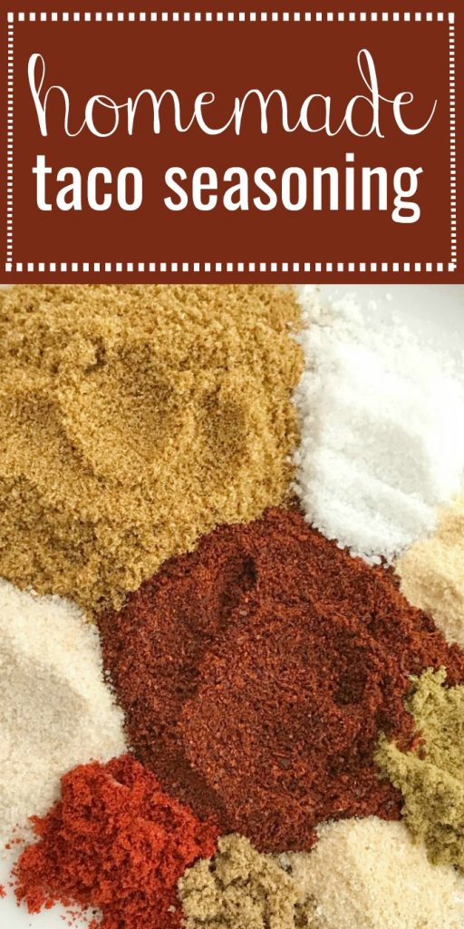 Homemade DIY Taco Seasoning | No need to buy those packets at the grocery store. This homemade taco seasoning comes together in minutes and tastes so much better than any packet. No MSG, no additives, lower sodium than the store packets. Plus, its a few simple all natural spices and seasonings that make this homemade taco seasoning full of flavor. 