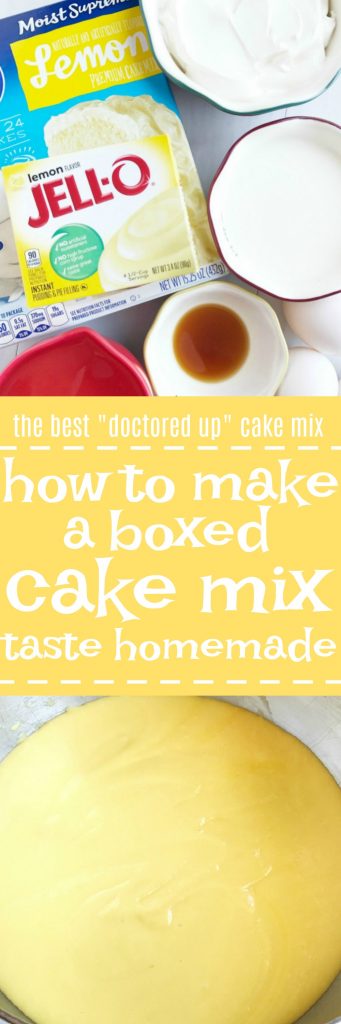 his is the best way to make a boxed cake mix taste homemade! Use a convenient & inexpensive boxed cake mix along with a few staple pantry ingredients to "doctor up" the cake mix. The result will be a perfectly moist, fluffy, rich cake that tastes like it came from a bakery.