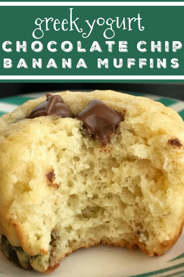 Greek Yogurt Chocolate Chip Banana Muffins | Banana Muffin Recipe | Greek Yogurt Recipe | Muffins | Banana Muffins | Greek yogurt banana muffins are loaded with chocolate chips and protein rich Greek yogurt. A quick and simple banana muffin recipe with added nutrition. #muffins #bananabread #chocolate #snacks