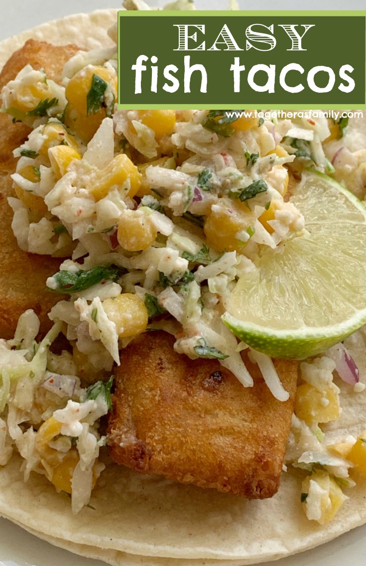 Easy Fish Tacos | Fish Taco Recipe | Easy Fish Tacos made with convenient frozen crispy fish sticks and a simple, 5 ingredient homemade cabbage slaw. Serve with corn tortillas for a simpler, and easier way to enjoy fish tacos. #fishtacos #easyrecipes #dinner #dinnerrecipes #tacos #tacorecipe 