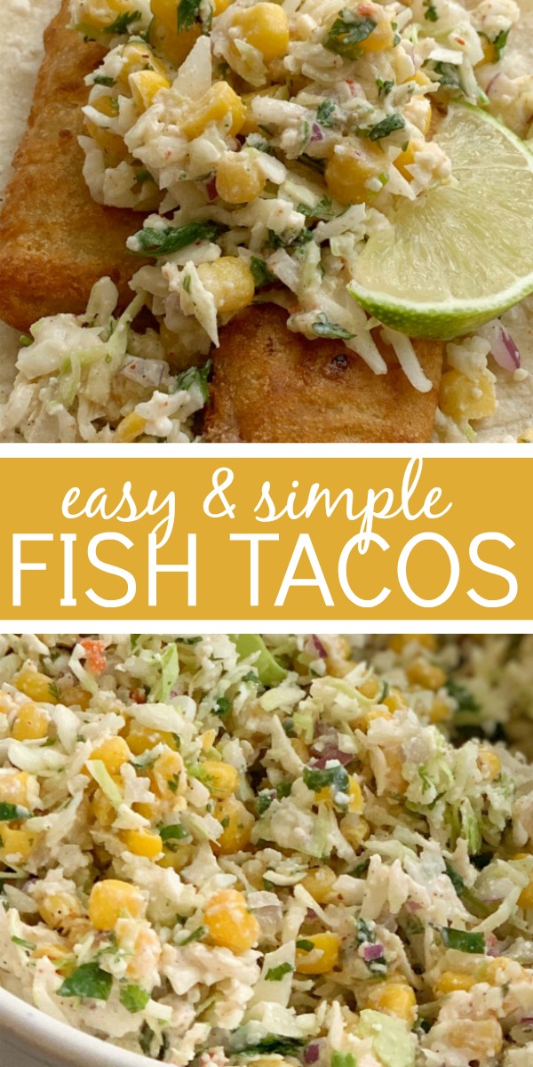 Easy Fish Tacos | Fish Taco Recipe | Easy Fish Tacos made with convenient frozen crispy fish sticks and a simple, 5 ingredient homemade cabbage slaw. Serve with corn tortillas for a simpler, and easier way to enjoy fish tacos. #fishtacos #easyrecipes #dinner #dinnerrecipes #tacos #tacorecipe