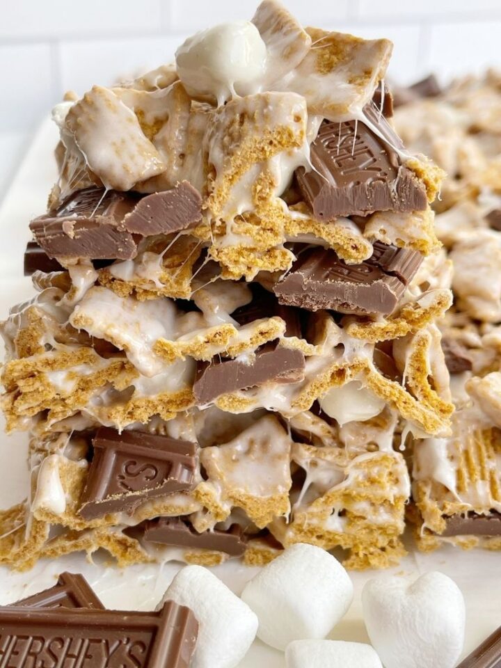 Golden Grahams S'mores Krispie Bars Together as Family