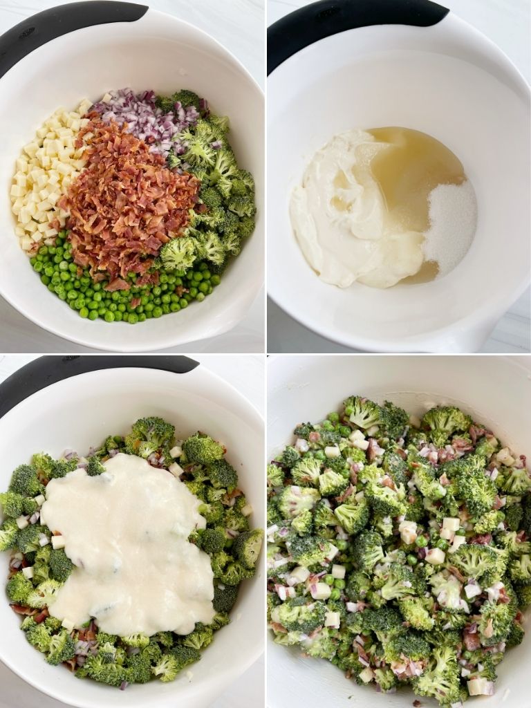 How to make bacon broccoli salad with step by step picture instructions.