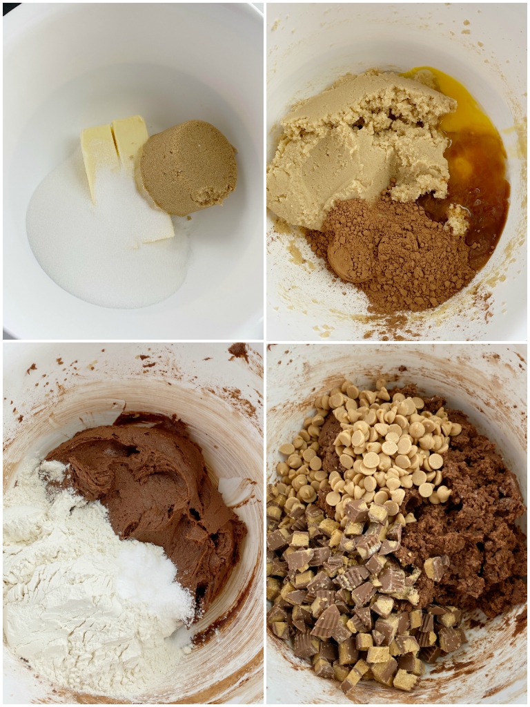 Step by Step photos on how to make chocolate Reese's cookies.