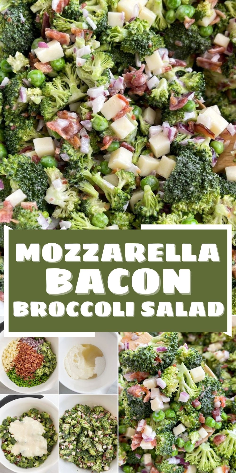 Mozzarella Bacon Broccoli Salad Together as Family