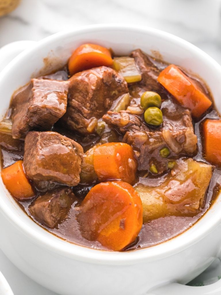 Close up shot of beef stew.