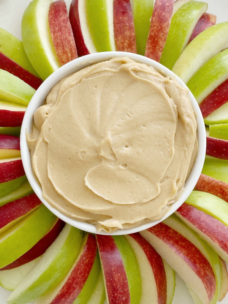 Peanut Butter Greek Yogurt Apple Dip is an easy, 3-ingredient dip that takes just seconds to prepare and it's loaded with protein! Serve with sliced apples for a healthy and delicious snack. 