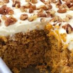 Pumpkin Pie Poke Cake | Poke Cake | Pumpkin Cake | Pumpkin pie poke cake is a delicious pumpkin cake, soaked in a pumpkin spice sweetened condensed milk, and topped with a whipped cream cheese frosting. This pumpkin pie poke cake is so moist, rich, delicious, and the best pumpkin dessert. #pumpkin #pumpkinrecipes #pokecake #dessert #easydessert #recipeoftheday