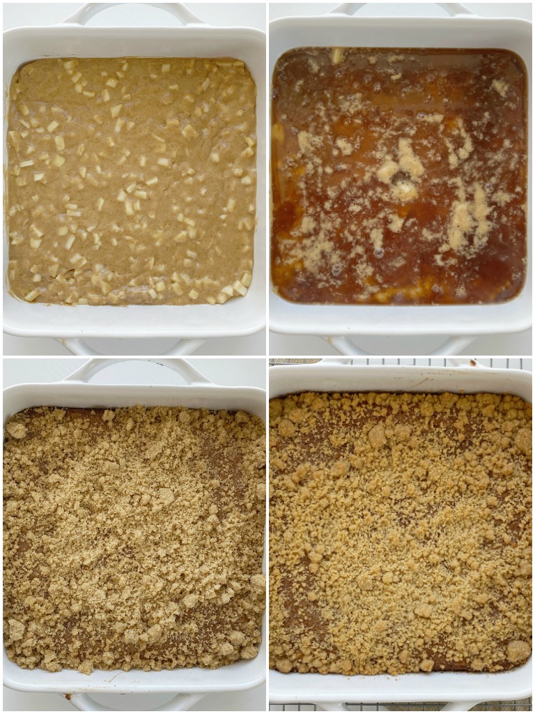 Apple Cider Pudding Cake is a soft & fluffy apple spiced cake that creates it's own apple cider caramel syrup as it bakes! Topped with a brown sugar streusel for crunch and then served with vanilla ice cream. 