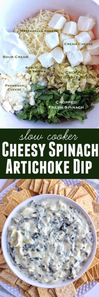 Slow Cooker Cheesy Spinach Artichoke Dip