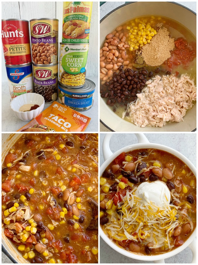 7 Can Chicken Taco Soup | 7 Can Soup Recipe | Soup Recipe | Dinner does not get any easier than this 7 can chicken taco soup! Dump 7 cans into a pot plus some seasonings and that's it! Serve with tortilla chips, cheese, and sour cream. You won't believe how yummy & easy it is.