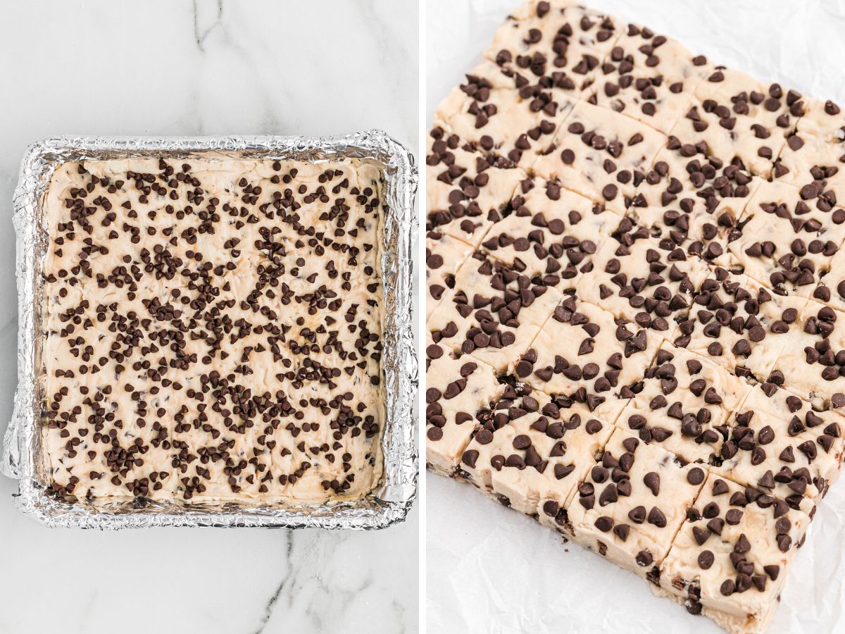 How to make fudge with cookie dough with step by step process shots. 