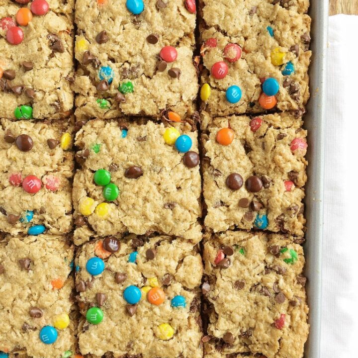 No Flour Monster Cookie Bars - Together as Family