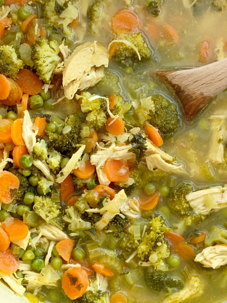 Detox Soup Recipe | Chicken Detox Soup | Detox Soup with chicken, vegetables, ginger, turmeric, and apple cider vinegar is a delicious way to eat healthy food and detox for the new year or during the busy Holiday season! Cooks up in one pot on the stove and it's great for several days as leftovers.