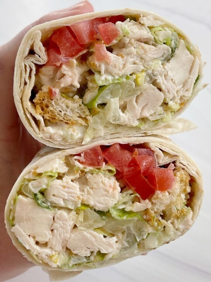 Chicken Caesar Salad Wraps Together as Family
