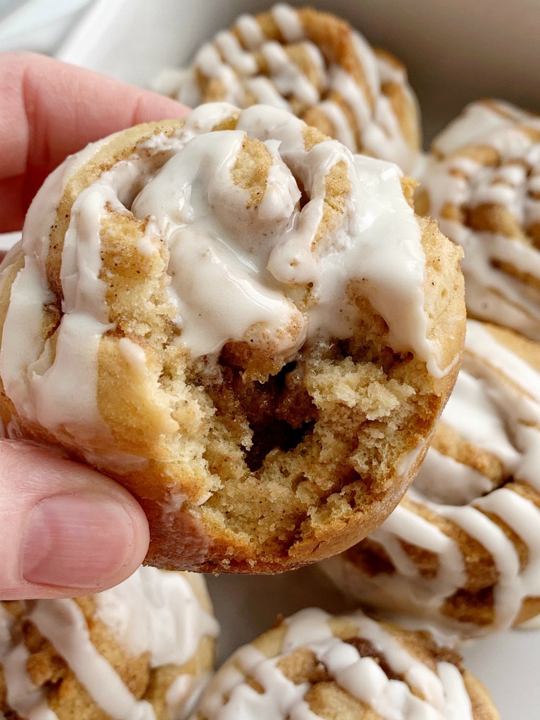 Cinnamon Roll Muffins require no yeast, only one bowl and they're ready in about 30 minutes! All the flavor, gooey cinnamon & sugar, and sweetness that you love about a cinnamon roll, but in an easy to make cinnamon roll muffin recipe. 