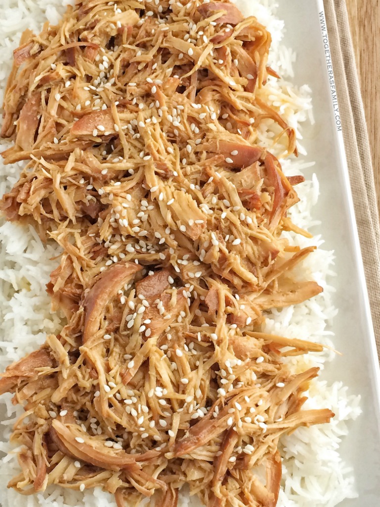 Slow cooker honey teriyaki chicken is a family favorite dinner. Only a few ingredients for a homemade honey teriyaki sauce and some chicken is all you need! The chicken is so tender thanks to the long cook time in the slow cooker. Serve over cooked rice and drizzle with additional teriyaki sauce.