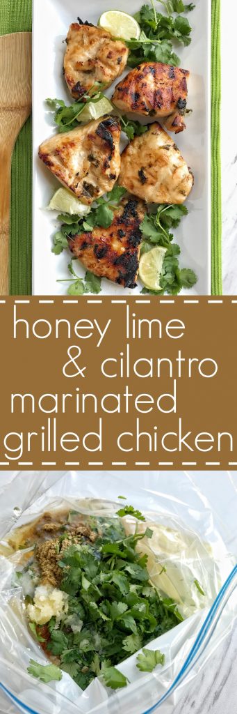 Fire up the grill for this Honey lime & cilantro marinated grilled chicken. It's so flavorful thanks to the marinade of honey, lime, cilantro, olive oil, fresh garlic, and seasonings. Make this for an easy and delicious weeknight dinner or weekend BBQ. 