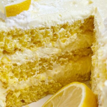 Recipe for lemon cake made with a cake mix and instant pudding mix.