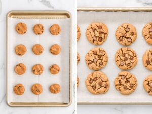 How to make these peanut butter chocolate chip cookies with no flour in them.