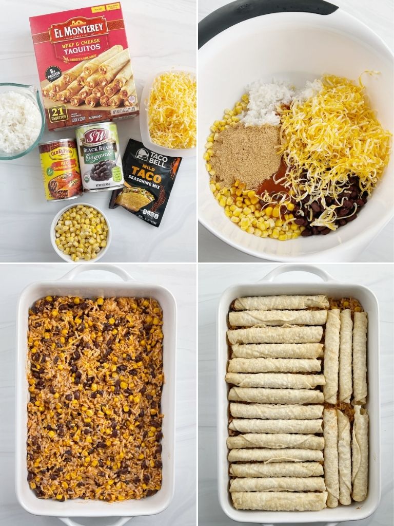 How to make taquito casserole with step-by-step picture instructions.
