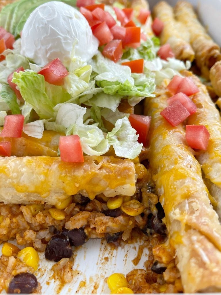 Easy casserole with frozen beef taquitos.