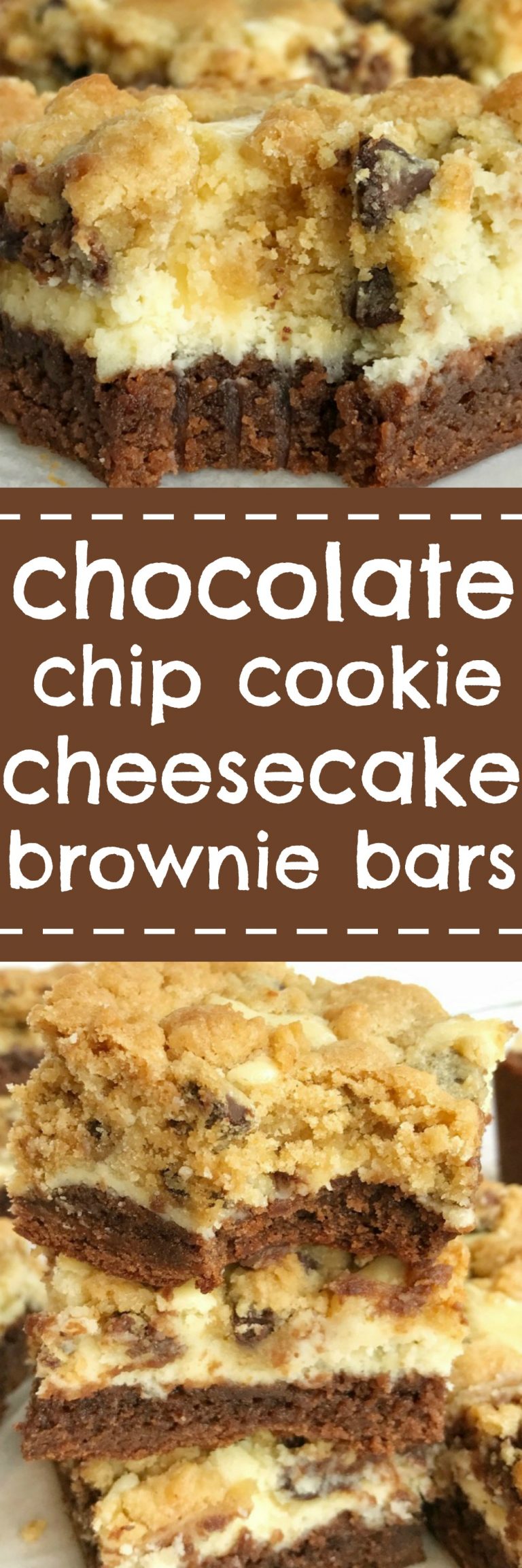 Chocolate Chip Cookie Cheesecake Brownie Bars Together as Family
