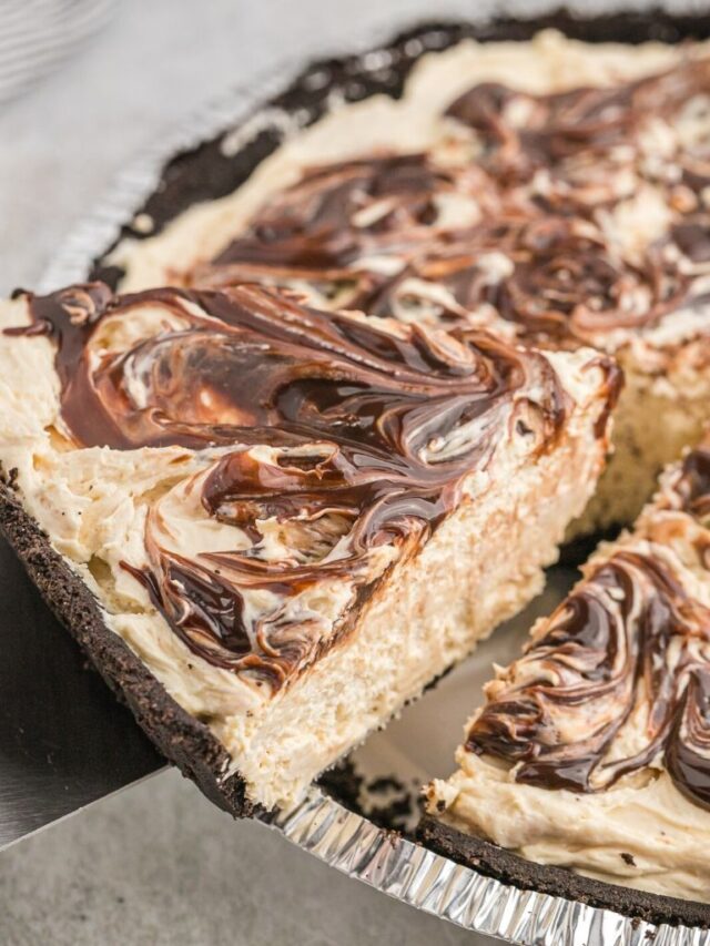 No Bake Peanut Butter Fudge Swirl Pie Together as Family