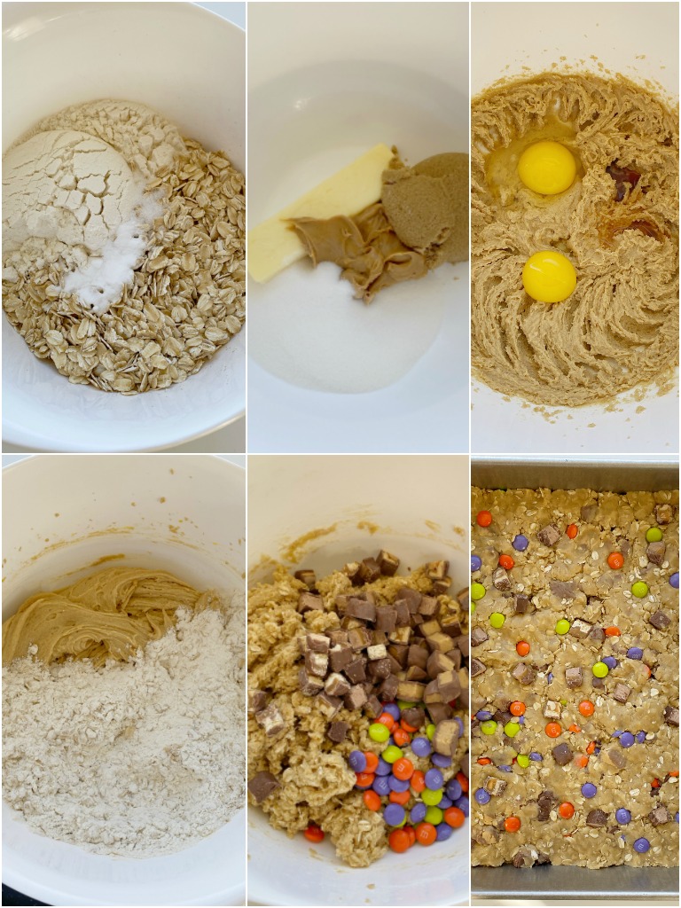 How to make leftover candy cookie bars with step-by-step photo instructions. 