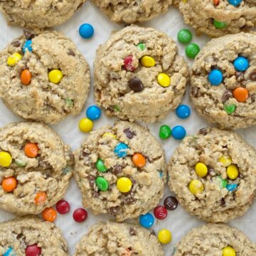 No Flour Monster Cookies are a naturally gluten-free cookie loaded with oats, peanut butter, chocolate chips, and m&m's. These monster cookies are soft-baked, chewy, absolutely delicious and they freeze perfectly.