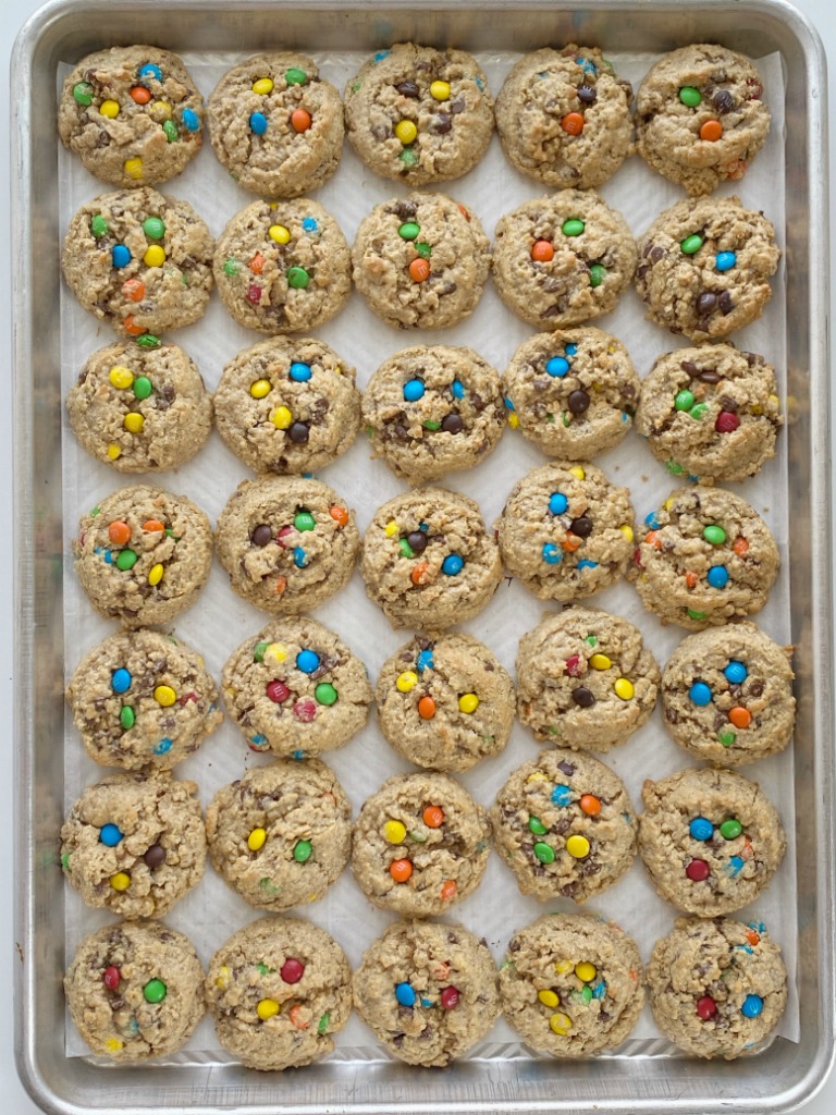 No Flour Monster Cookies are a naturally gluten-free cookie loaded with oats, peanut butter, chocolate chips, and m&m's. These monster cookies are soft-baked, chewy, absolutely delicious and they freeze perfectly. 