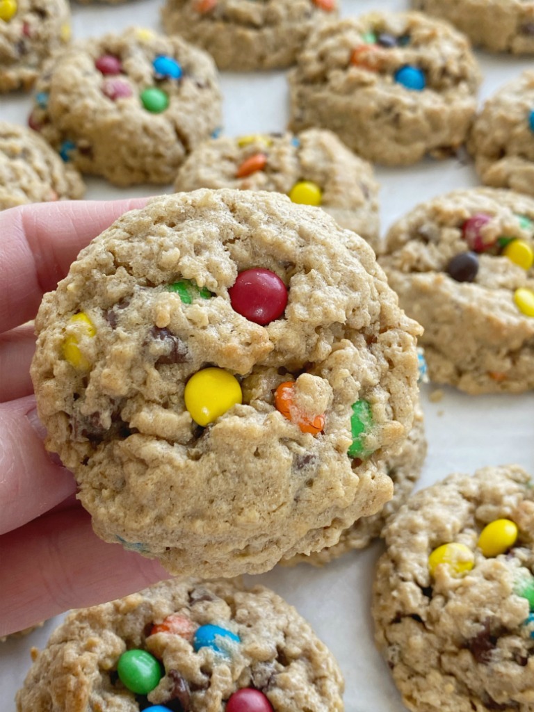 No Flour Monster Cookies are a naturally gluten-free cookie loaded with oats, peanut butter, chocolate chips, and m&m's. These monster cookies are soft-baked, chewy, absolutely delicious and they freeze perfectly. 