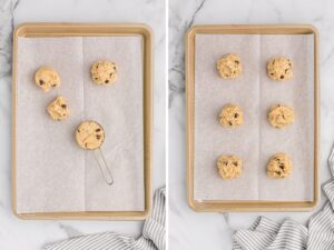 How to make these perfect cookies with step by step process photos in this collage with two photos in it.