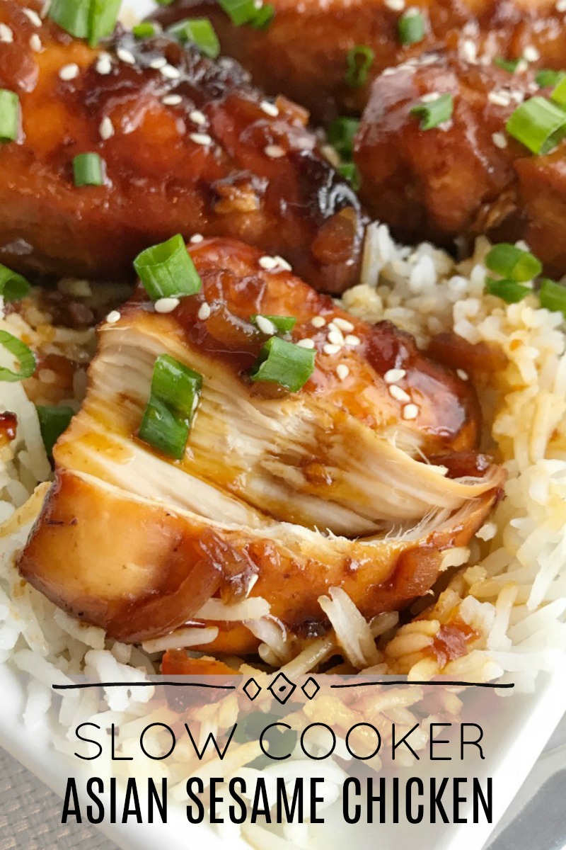 Slow Cooker Asian Sesame Chicken | Easy Chicken Sesame Recipe | Sesame Chicken | Easy Sesame Chicken is made in the slow cooker with only 4 ingredients! Asian sesame chicken is a delicious dinner that is so simple and quick to prepare. #slowcookerrecipes #crockpot #easychickenrecipe #sesamechicken #4ingredients