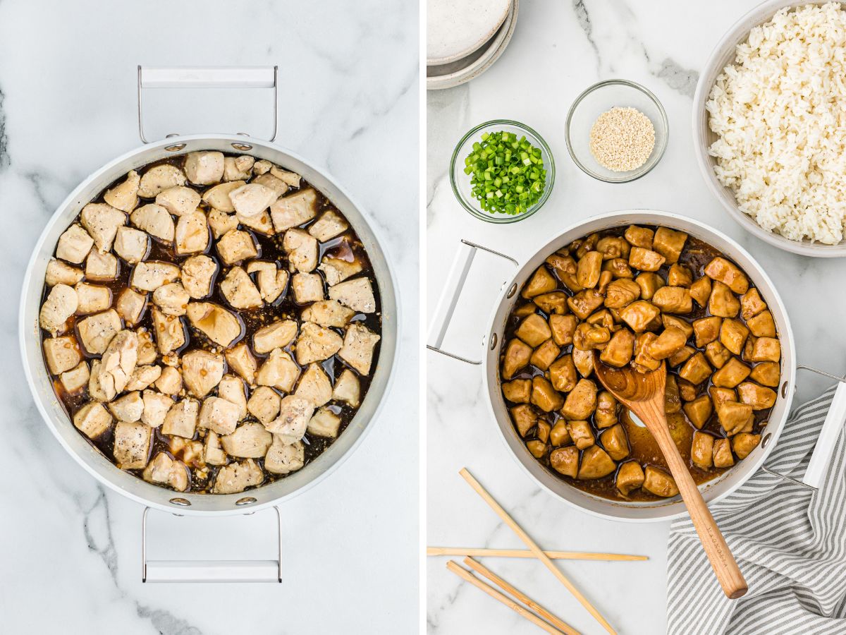How to make chicken teriyaki with step by step photo instructions in this two photo collage. 