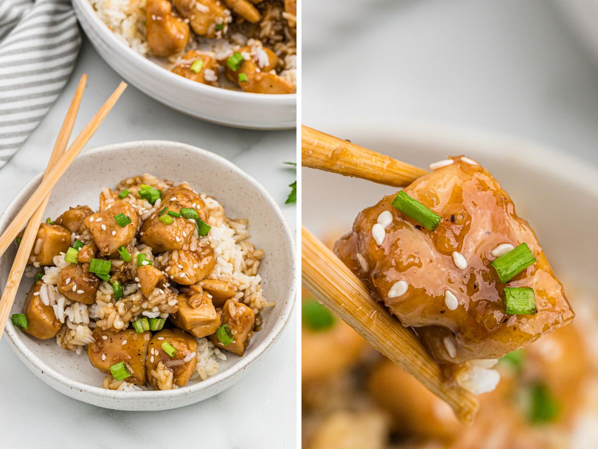 How to make chicken teriyaki with step by step photo instructions in this two photo collage. 