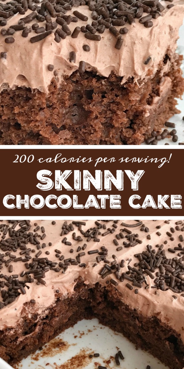 Healthier Chocolate Cake | Healthy Recipe | Low Calorie Dessert | Chocolate Cake | This healthier, reduced calorie chocolate cake is made with a chocolate cake mix, chocolate Greek yogurt and topped with a light & fluffy chocolate whipped frosting! You won't believe that each serving is only 200 calories. #healthyrecipe #cake #chocolate #chocolatecake #recipeoftheday #lowcalorierecipes
