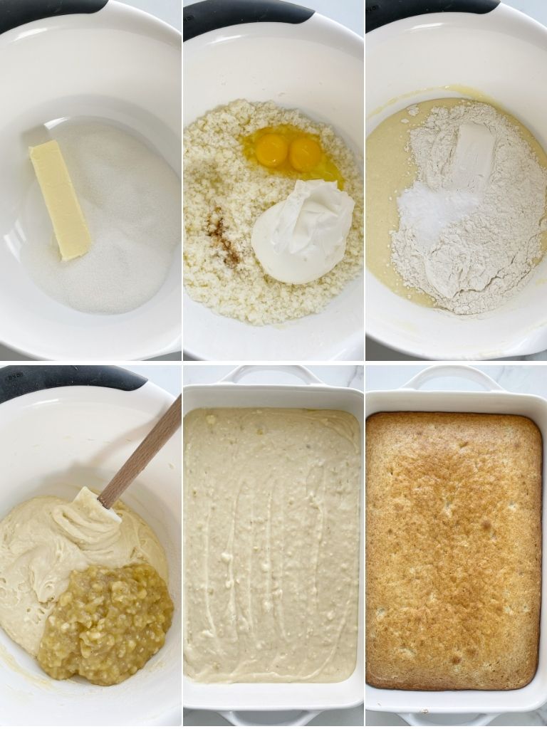 How to make banana bread cake with step-by-step picture instructions.