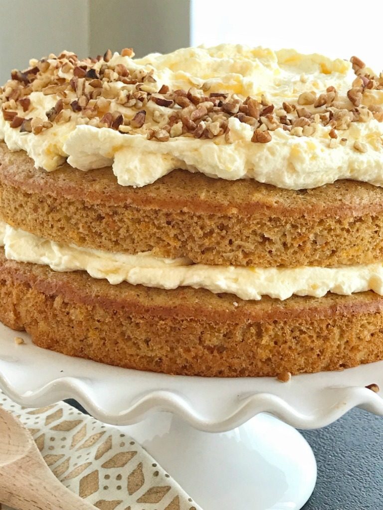 Tropical Layered Carrot Cake with Pineapple Pudding Frosting