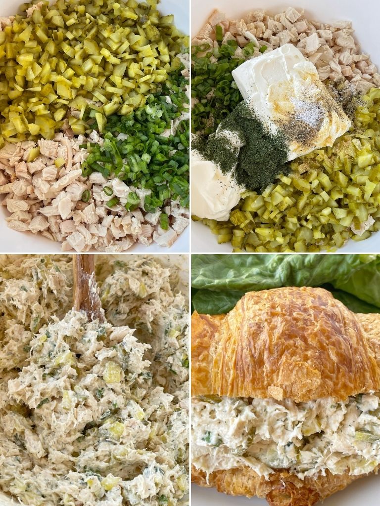 How to make dill pickle chicken salad with step by step picture instructions. 